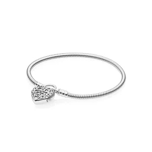(kuva) Moments Smooth Regal Heart Padlock Clasp Bracelet - 597602 - Rannekorut | PANDORA