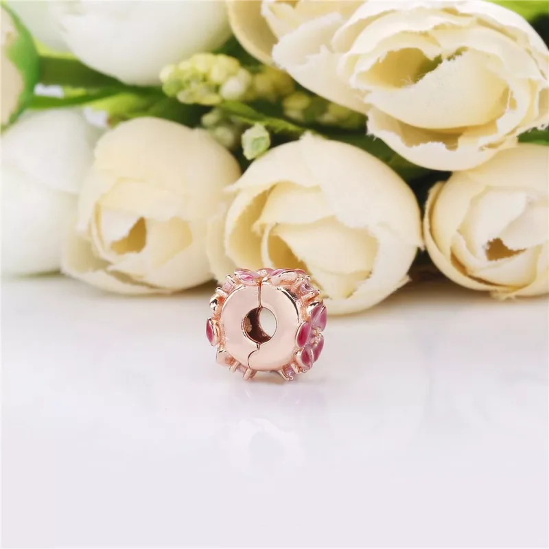 (kuva) PANDORA Rose Gold lukkopala - Persikan kukka kukka - Näytä 4