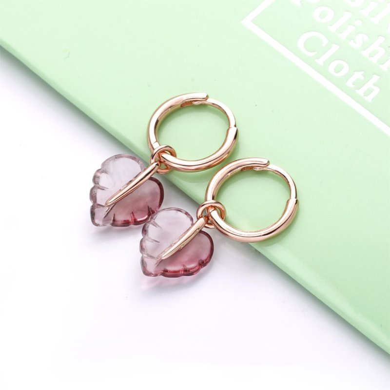 (kuva) PANDORA Pink Murano Glass Leaf Hoop Earrings - 288317PMU - Näytä 3