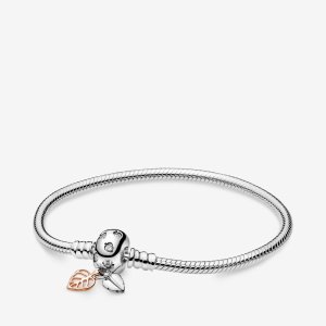 (kuva) Pandora Moments Lehdet Solkien Lukko Käärme Ketus Rannekoru - 588333CZ
