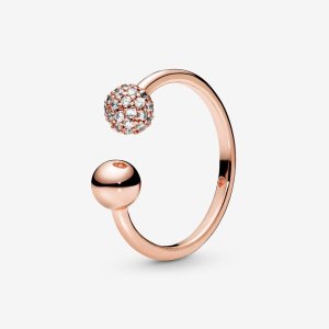 (kuva) PANDORA Polished & Pavé -helminen avosormus - 188316CZ
