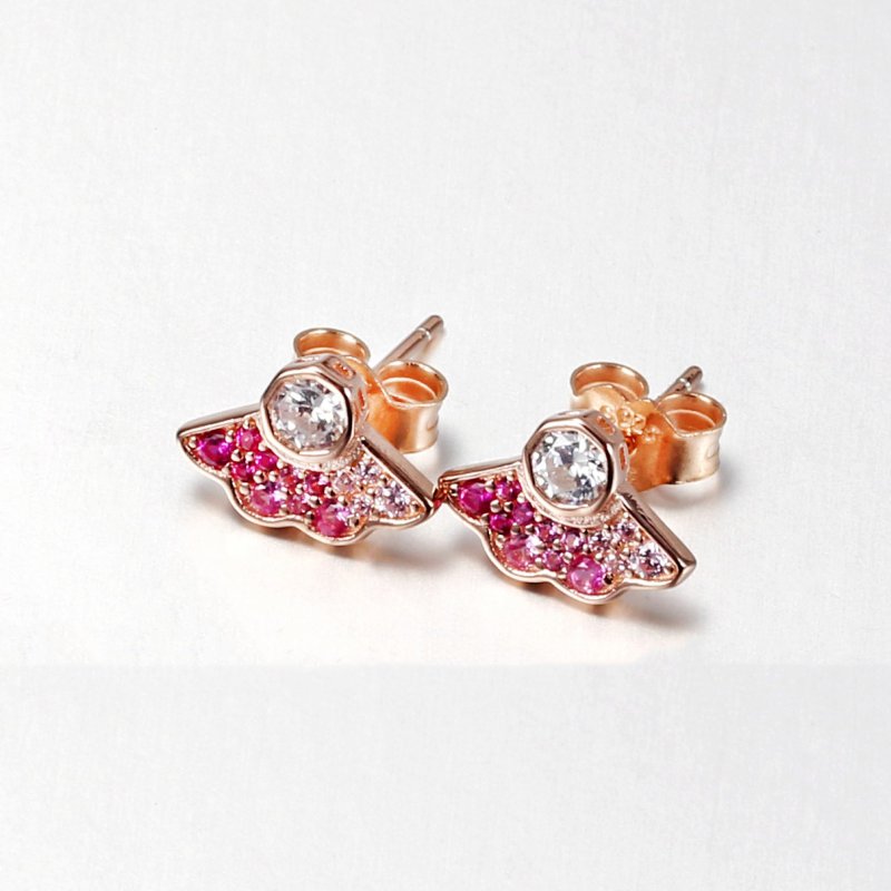 (kuva) PANDORA Pink Fan Stud Earrings - 288194C01 - Näytä 2