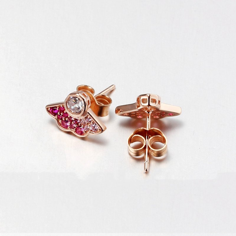(kuva) PANDORA Pink Fan Stud Earrings - 288194C01 - Näytä 3