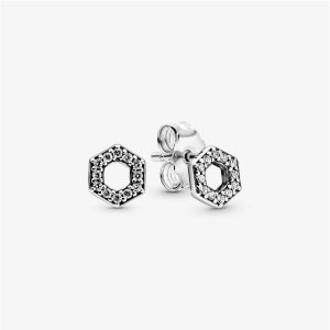 (kuva) PANDORA Kimalaiset Honeycomb Hexagon Korvakorut - 298800C01