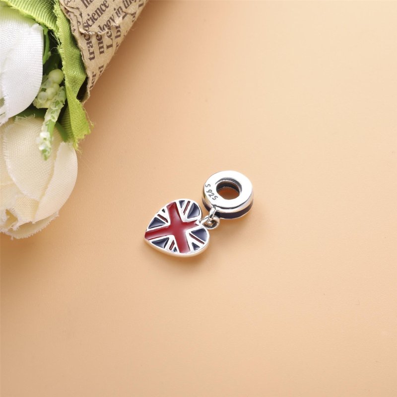 (kuva) PANDORA Iso-Britannia Union Jack -sydämen riipus Charm - 791512ENMX - Näytä 4
