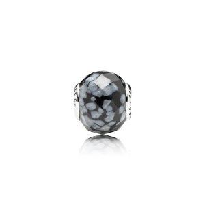 (kuva) PANDORA USKO ESSENS SI KOLKKO helmi hopeaa lumihiutale-obsidiaanilla - 796045SFO