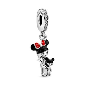 (kuva) PANDORA Disney-äiti ja lapsi sterling-hopea riipus kirkkain kuutioksidia, musta ja punainen emali - 798805C01