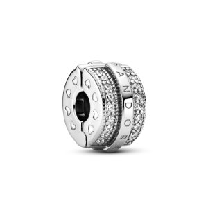 (kuva) PANDORA Sparkling Pavé Lines & Logo Clip Charm - 799042C01