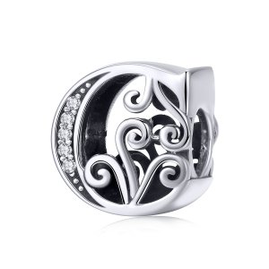 (kuva) Pandora-tyylinen Kimaltava Pavé Kukka C-kirjain Ripsu - BSC030-C