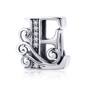 (kuva) Pandora-tyylinen Kimaltava Pavé Kukka Kirjain E Ripsus - BSC030-E