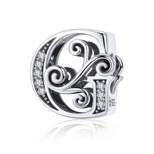 (kuva) Pandora-tyylinen Kimaltava Pavé Kukka G-kirjain -luoti - BSC030-G