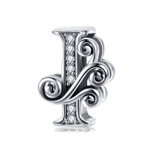(kuva) Pandora-tyylinen Kimaltava Pavé Kukkukirjain I -riipus - BSC030-I