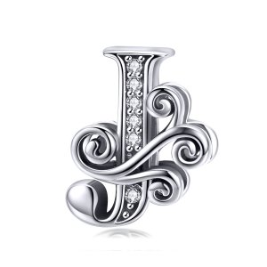 (kuva) Pandora-tyylinen Kimaltava Pavé Kukka J-kirjain Ripsu - BSC030-J