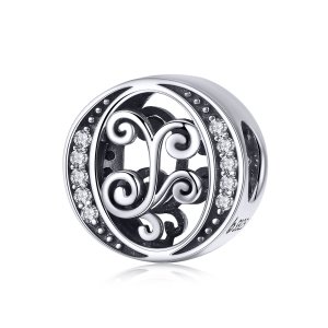 (kuva) Pandora-tyylinen Kimalleva Pavé Kukka O -kirjamen - BSC030-O
