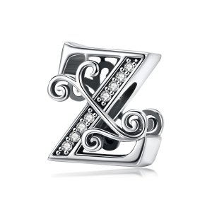 (kuva) Pandora-tyylinen Kimaltava Pavé Kukka Kirjain Z -koru - BSC030-Z