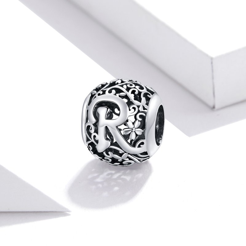 (kuva) Pandora-tyylinen Ristikkokukka R-kirjain -koru - SCC1444-R - Näytä 2