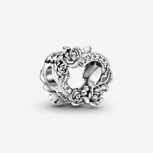 (kuva) PANDORA Open Heart & Rose Flowers Charm - 799281C01