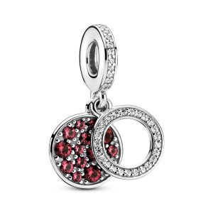 (kuva) PANDORA Sparkling Red Disc Double Dangle Charm - 799186C03