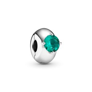 (kuva) PANDORA Vihreä Pyöreä Solitaire Clip Charm - 799204C03