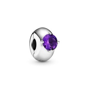 (kuva) PANDORA Purple Round Solitaire Clip Charm - 799204C02