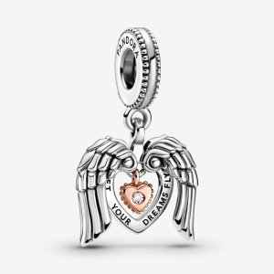 (kuva) Pandora Club 2021 Enkelinsiipi & Sydän Ripustin Charm - 789296C01