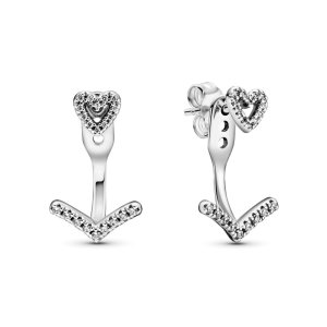 (kuva) PANDORA Sparkling Wishbone Wishbone Sydän Korvakorut - 299280C01