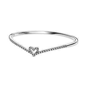 (kuva) PANDORA Sparkling Wishbone Wishbone -sydänrannekoru - 599297C01