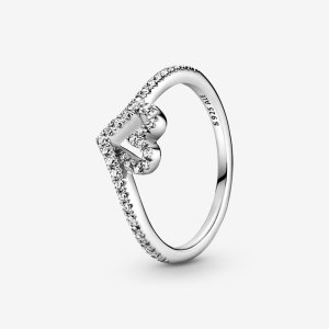 (kuva) PANDORA Sparkling Wishbone Wishbone Heart -rengas - 199302C01