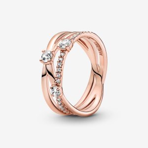 (kuva) PANDORA Sparkling Triple Band -sormus - 189400C01