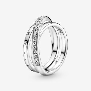 (kuva) PANDORA Crossover Pavé Triple Band -sormus - 199057C01