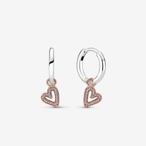 (kuva) PANDORA Sparkling Freehand Heart Hoop Earrings - 280090C01