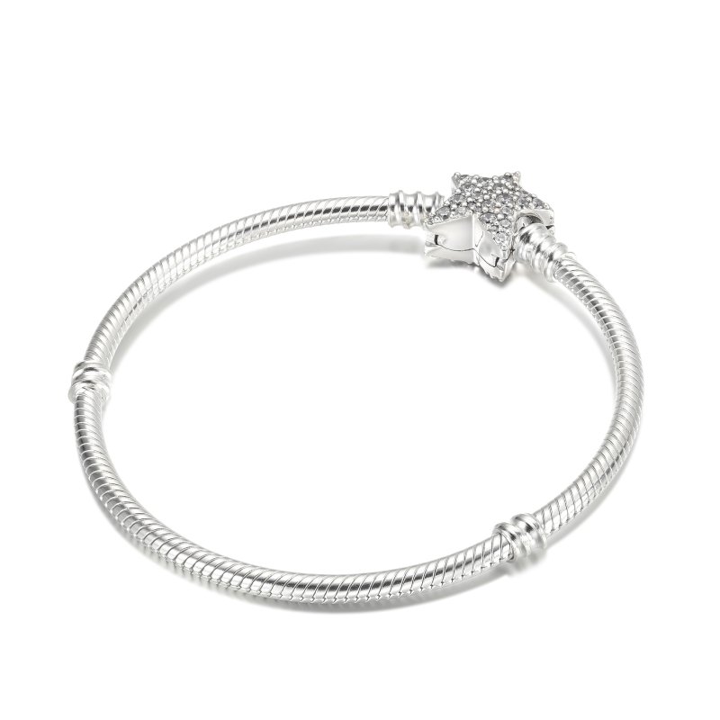 (kuva) Pandora Moments Epäsymmetrinen Tähtisolki Käärmeenkettä Rannekoru - 599639C01 - Näytä 2