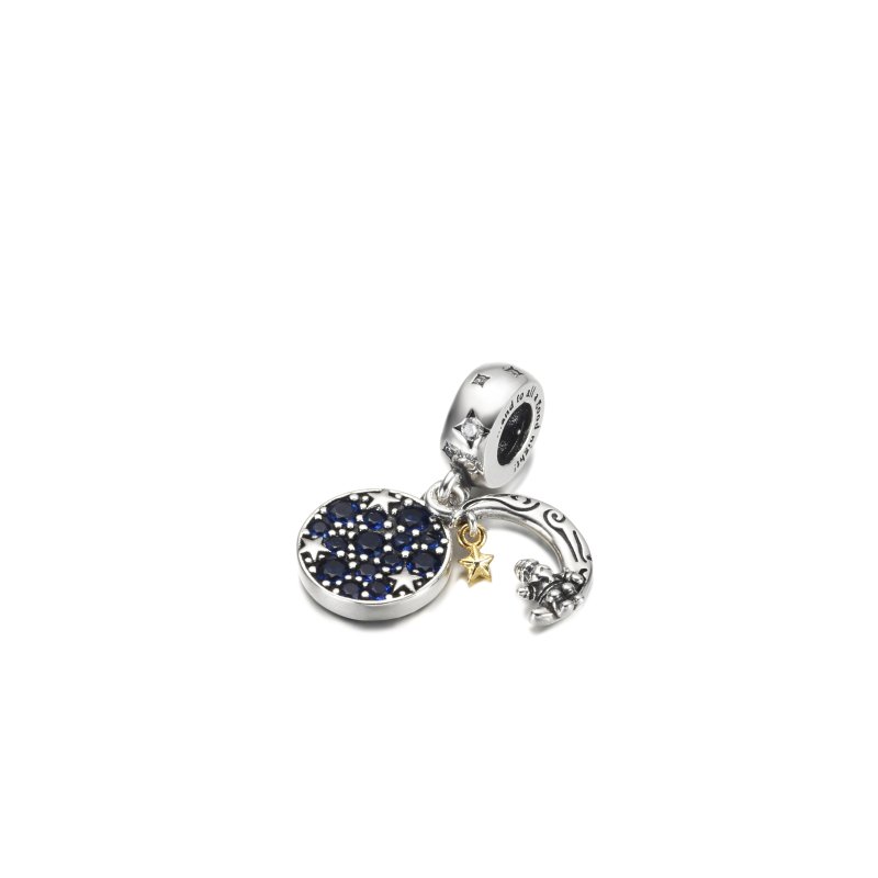 (kuva) PANDORA Joulupukki Kuussa Kaksoisriipus Charm - 769648C01 - Näytä 2