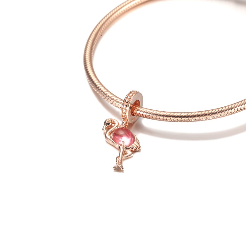 (kuva) PANDORA Pink Murano Glass Flamingo Dangle Charm - 789431C01 - Näytä 5