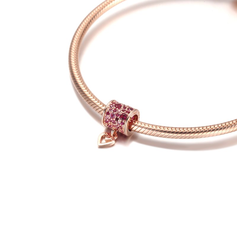 (kuva) PANDORA Pavé Freehand Heart Barrel Charm - 789548C01 - Näytä 5