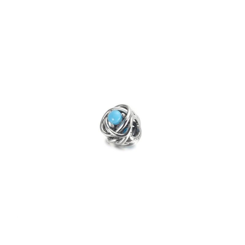 (kuva) PANDORA Joulukuun Turkoosi Sininen Ikuisuus Renkainen Charm - 790064C02 - Näytä 2