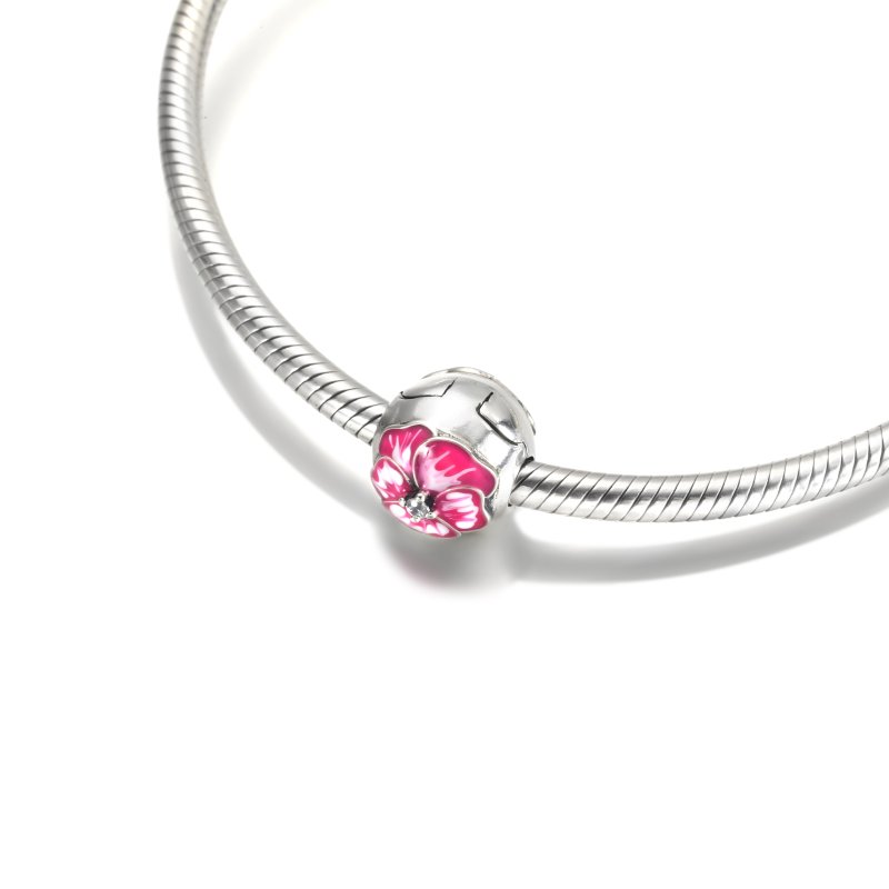 (kuva) PANDORA Pink Pansy Flower Clip Charm - 790772C01 - Näytä 4