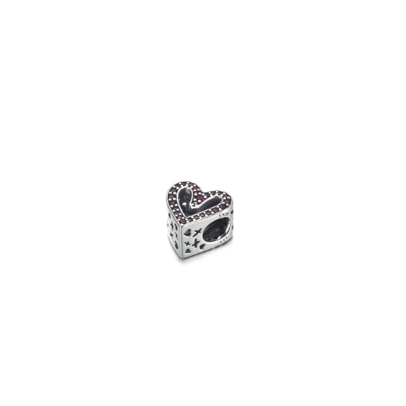 (kuva) PANDORA Sparkling Ruby Red Freehand Heart Charm - 798692C02 - Näytä 4