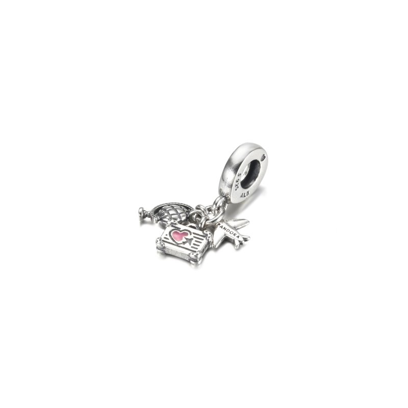 (kuva) PANDORA Lentokone, Maapallo & Matkalaukku Riputus Charm - 799435C01 - Näytä 2