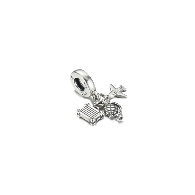 (kuva) PANDORA Lentokone, Maapallo & Matkalaukku Riputus Charm - 799435C01 - Näytä 3