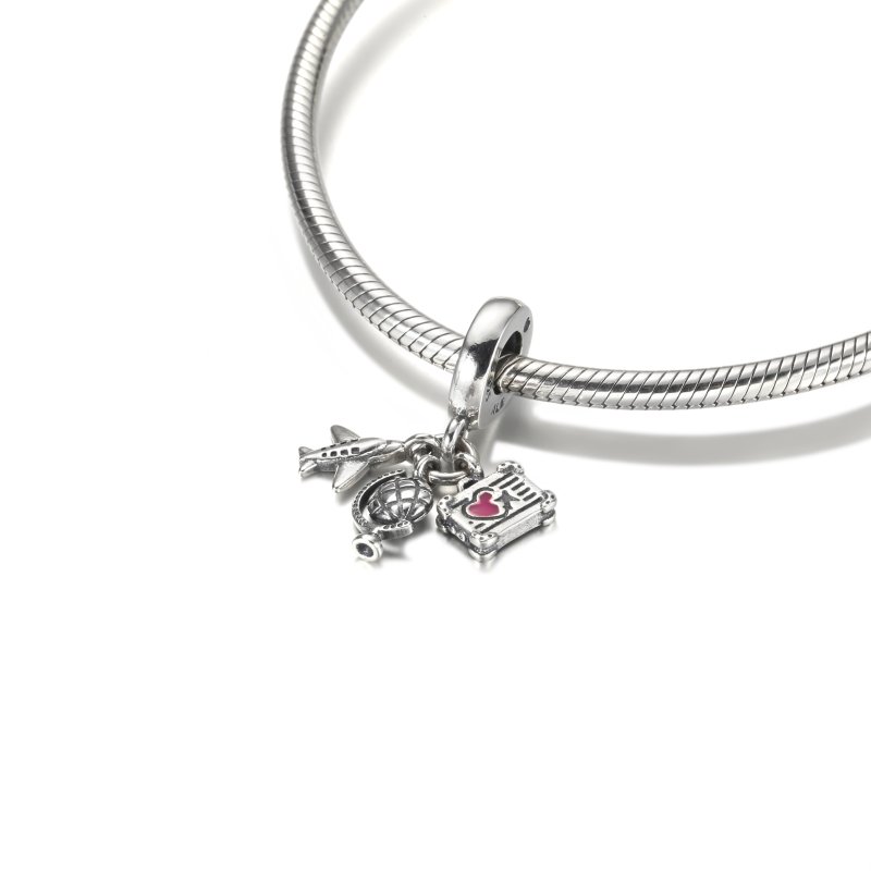 (kuva) PANDORA Lentokone, Maapallo & Matkalaukku Riputus Charm - 799435C01 - Näytä 5