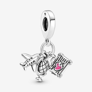 (kuva) PANDORA Lentokone, Maapallo & Matkalaukku Riputus Charm - 799435C01