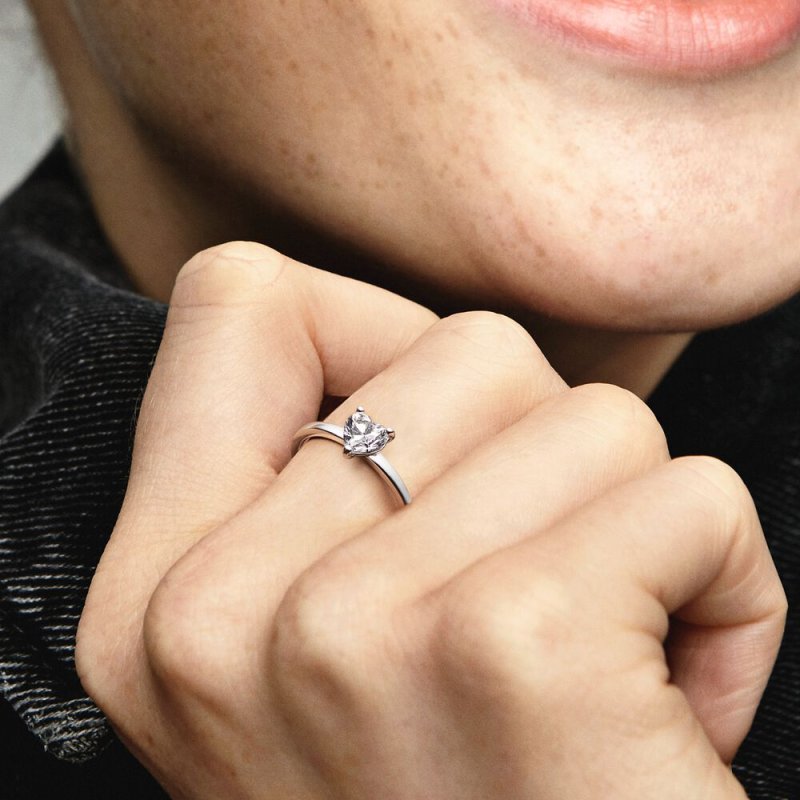 (kuva) PANDORA Sparkling Heart Solitaire Ring - 191165C01 - Näytä 3