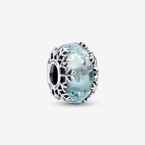 (kuva) PANDORA Talvinen Sininen Lumihiutale Murano -helm 792377C00