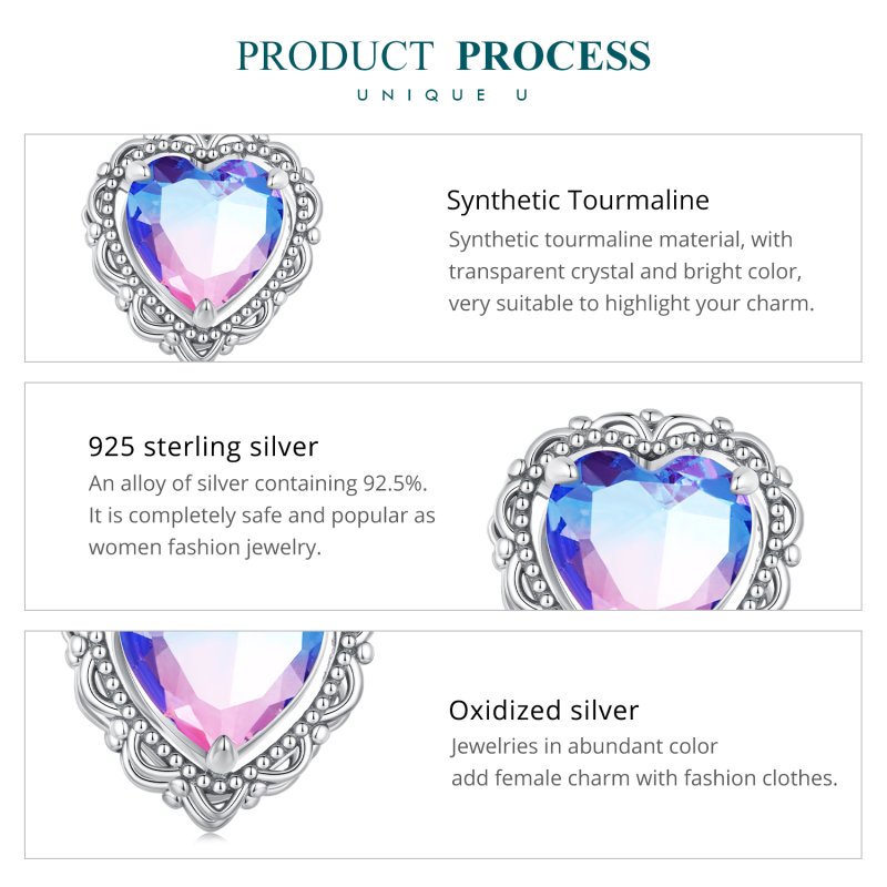 (kuva) Pandora Style Forever my love Väriliusku Sydän Charm - BSC830 - Näytä 6