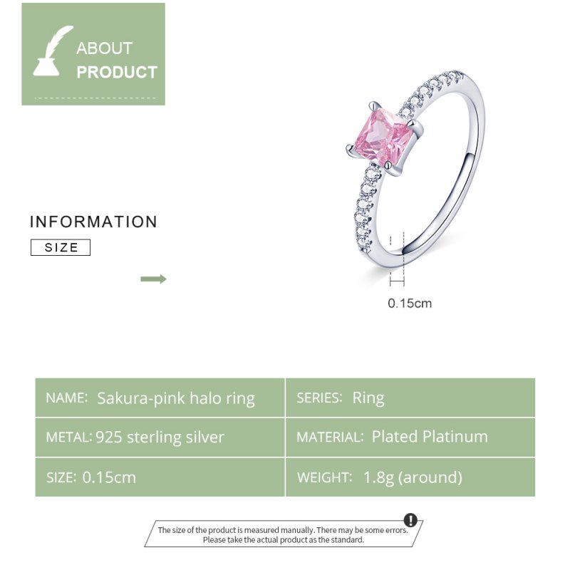 (kuva) Pandora-tyylinen Square Sparkle Halo -sormus - BSR191 - Näytä 3