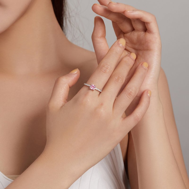 (kuva) Pandora-tyylinen Square Sparkle Halo -sormus - BSR191 - Näytä 10
