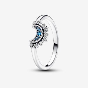 (kuva) Pandora Celestial Blue Sparkling Moon Ring - 192675C01