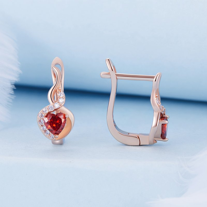 (kuva) Pandora-tyyliset Rose Gold Love Bond -korvarenkaat - BSE815 - Näytä 2