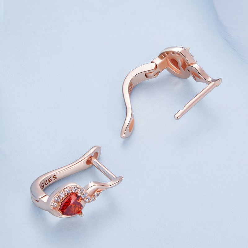 (kuva) Pandora-tyyliset Rose Gold Love Bond -korvarenkaat - BSE815 - Näytä 4
